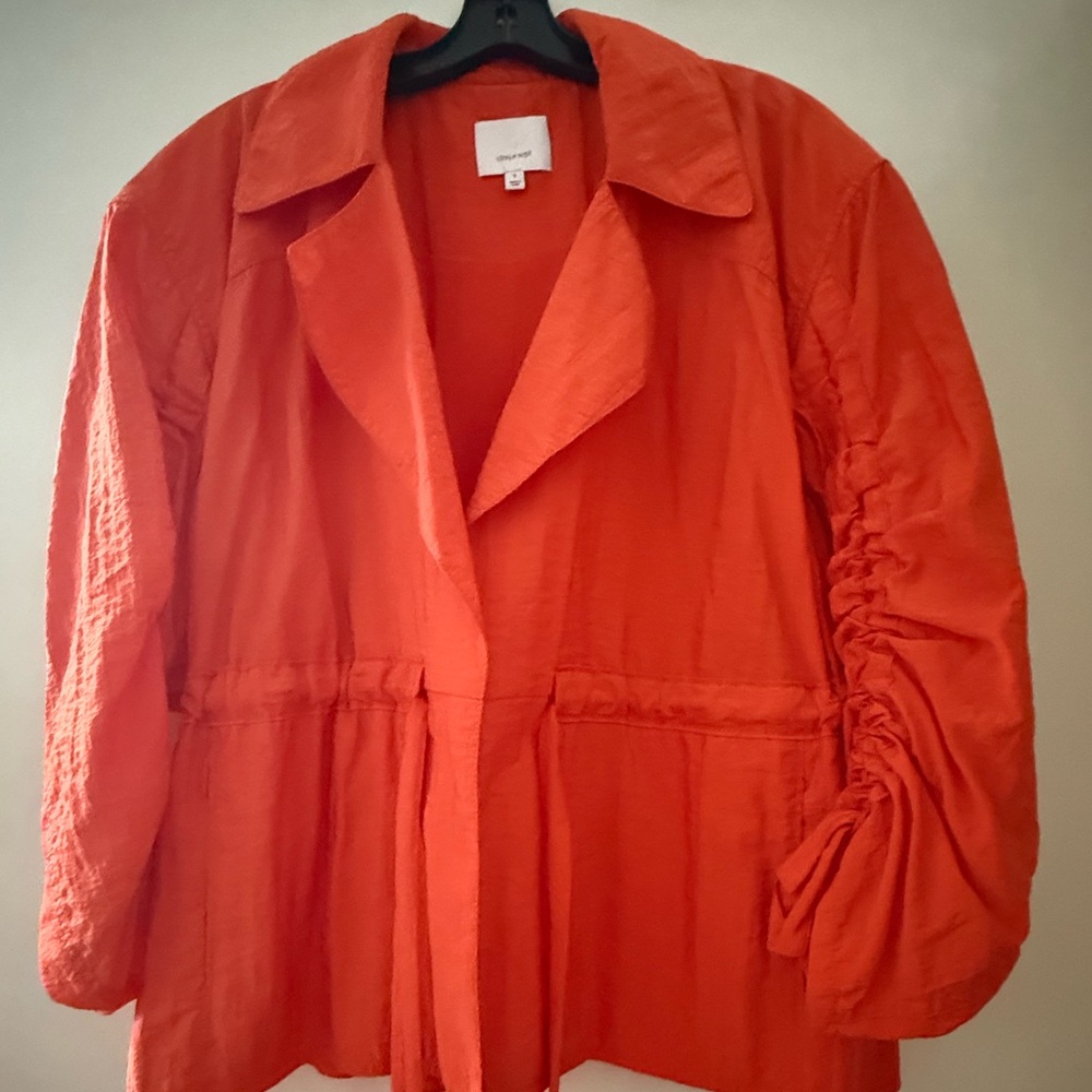 Cinq a Sept Orange Trench Coat with Ruching